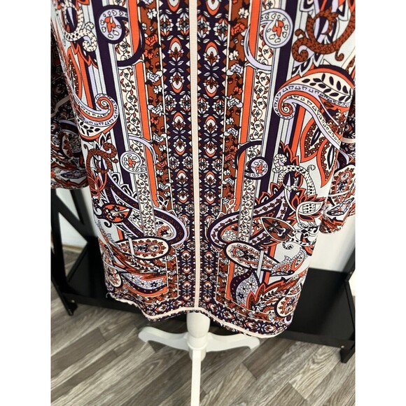 Gianni Bini Women’s Tunic Top Blouse Paisley Size M Long Sleeve V Neck - Picture 7 of 15